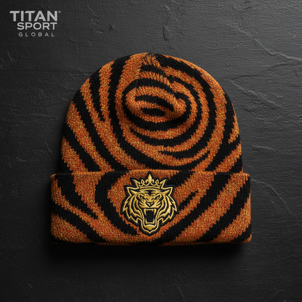 TITAN Tiger Flame Crown Beanie flat lay