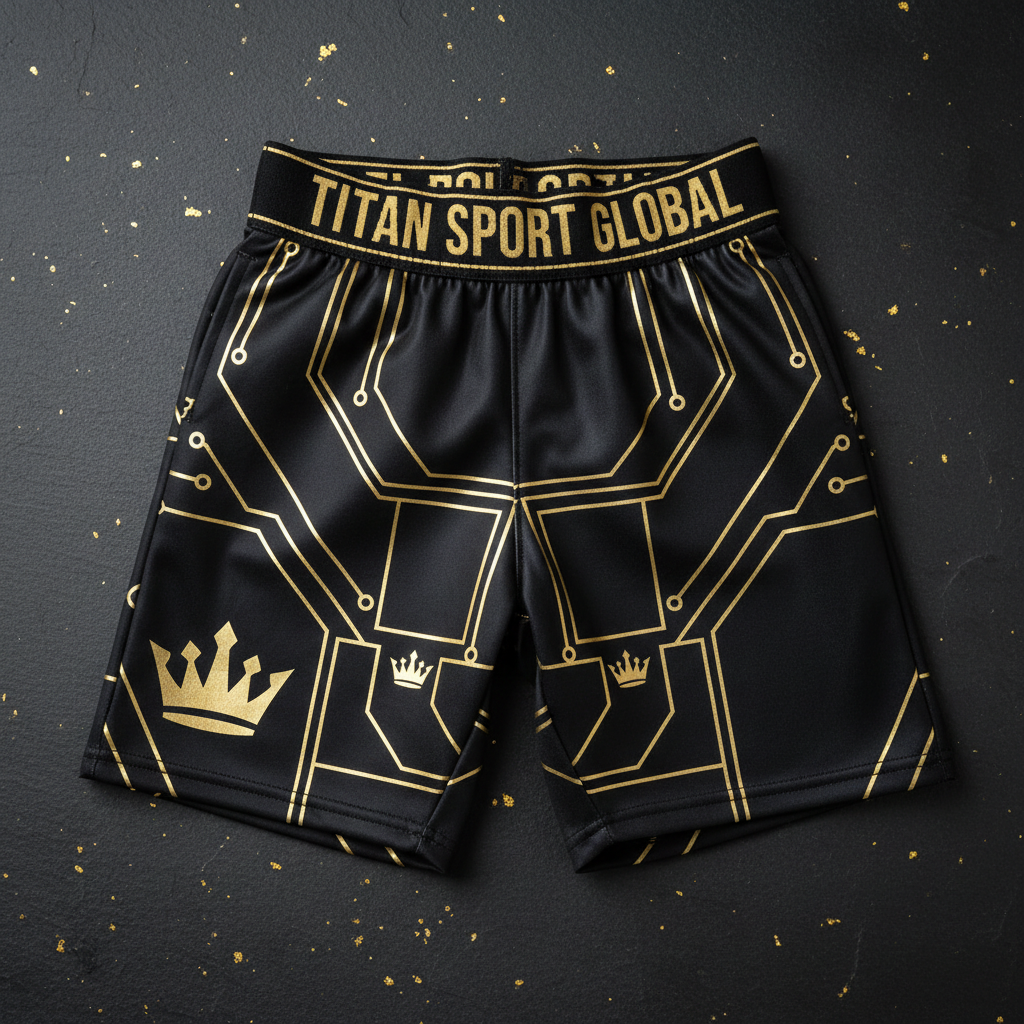 TITAN Kids Cyber Gold Crown Athletic Shorts flat lay