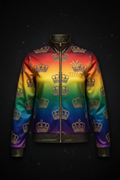 TITAN Women's Rainbow Crown Zip-Up Track Jacket flat lay Prism SWAG Edition