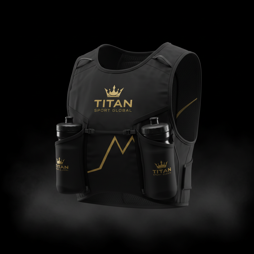 TITAN Hydration Running Vest Crown Series — matte black with gold crown logo