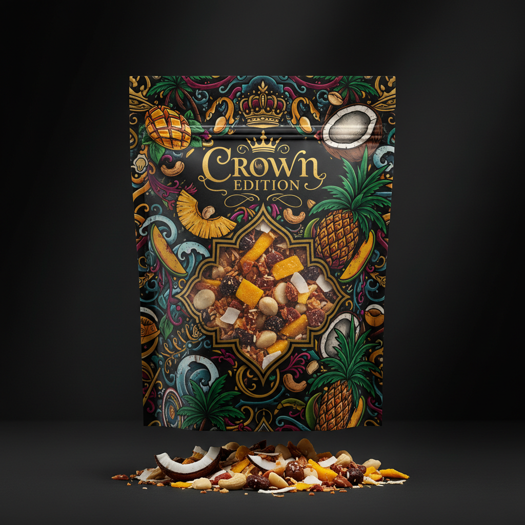 TITAN Tropical Coconut Trail Mix — Crown Edition bold tattoo-style artwork