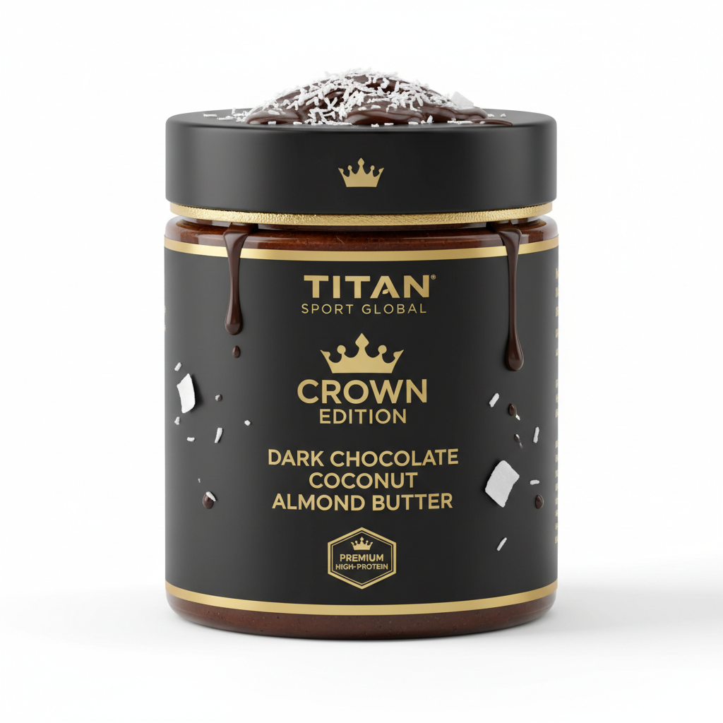 Crown Dark Chocolate Coconut Almond Protein Butter — Crown Edition matte black jar
