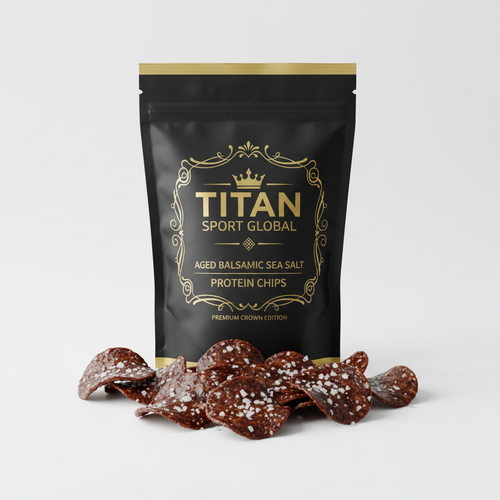 Crown Edition Aged Balsamic Sea Salt Protein Chips — matte black Crown Edition pouch