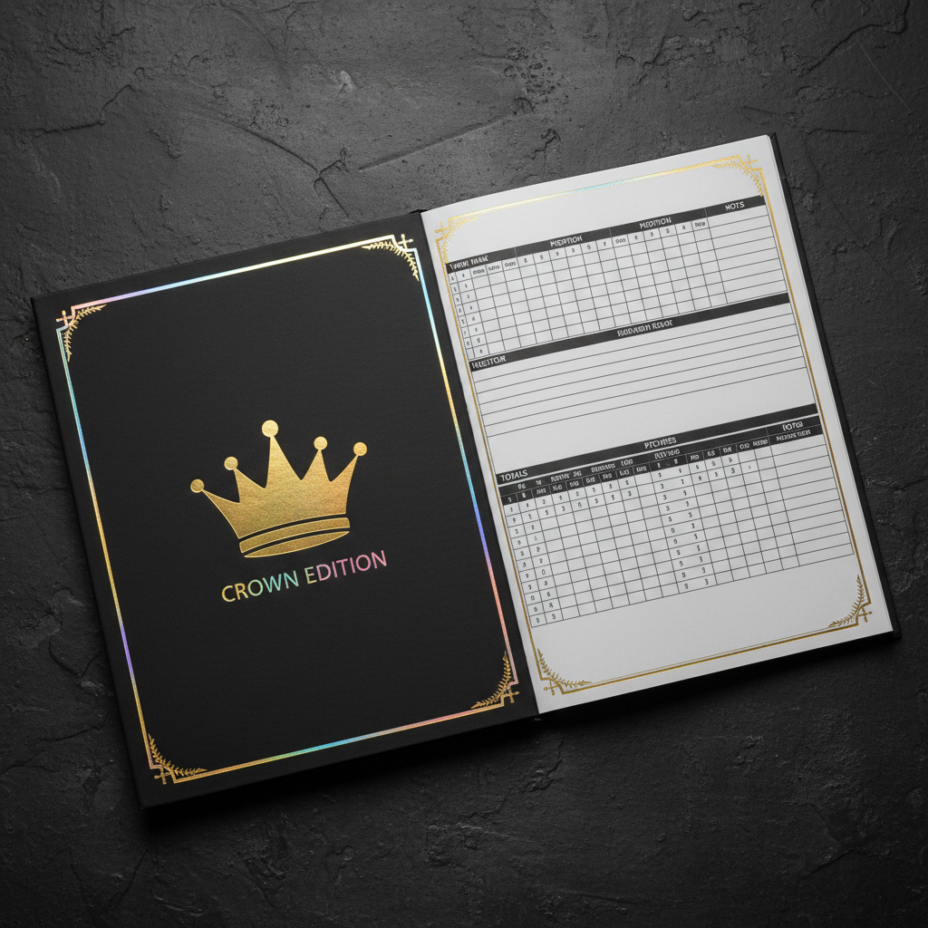 TITAN Crown Edition Baseball Scorebook Matte Black Gold