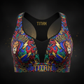 TITAN All-Over Print Sports Bra - Black & Gold Crown Edition