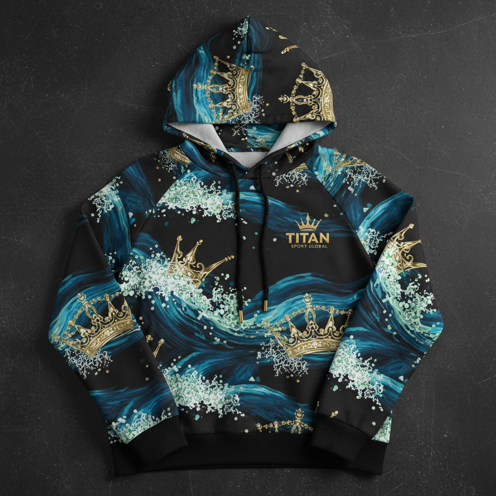 TITAN Women's Ocean Wave Crown Pullover Hoodie flat lay