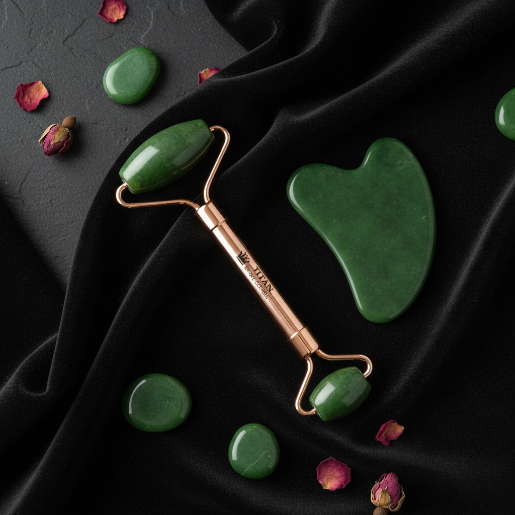 TITAN Women's Jade Roller & Gua Sha Set Crown Edition