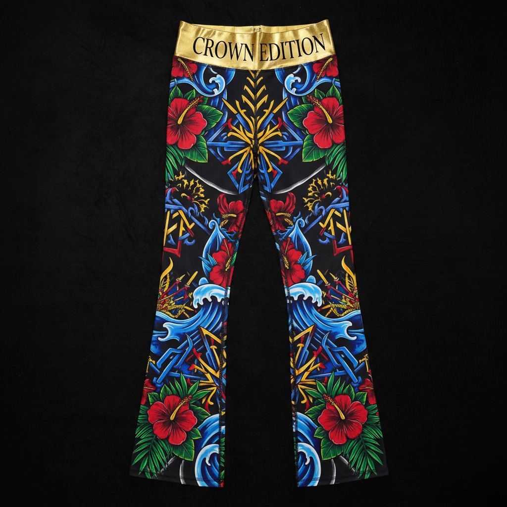 TITAN Crown Edition Tattoo Art Caribbean Spirit Flare Leggings Women's Athletic Bottoms