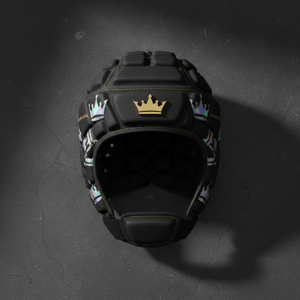 TITAN Crown Edition Rugby Headguard Matte Black Gold