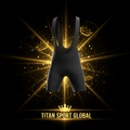 TITAN SPORT GLOBAL cycling shorts with gold crown branding on dark background