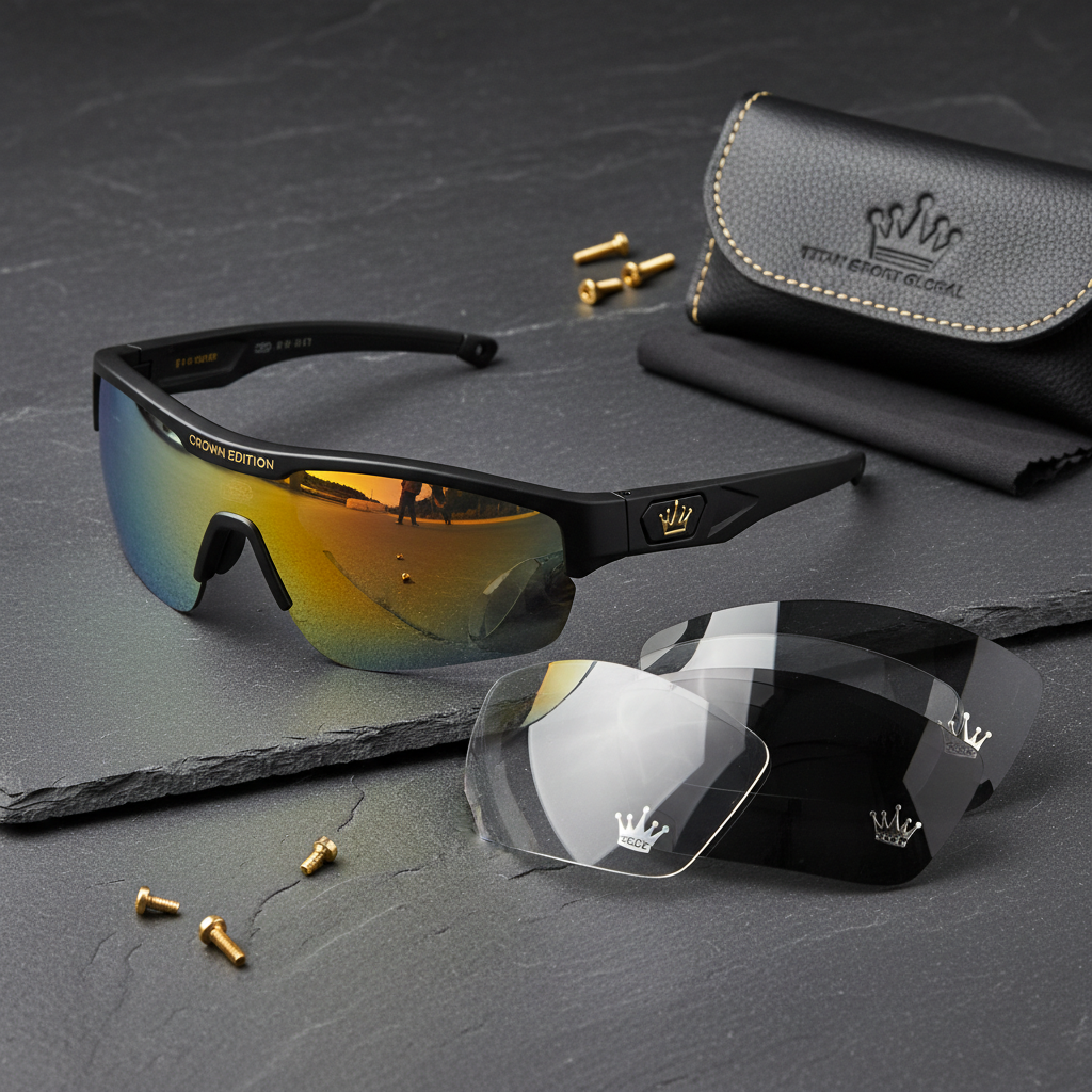 TITAN Crown Edition Cycling Sunglasses Matte Black Gold