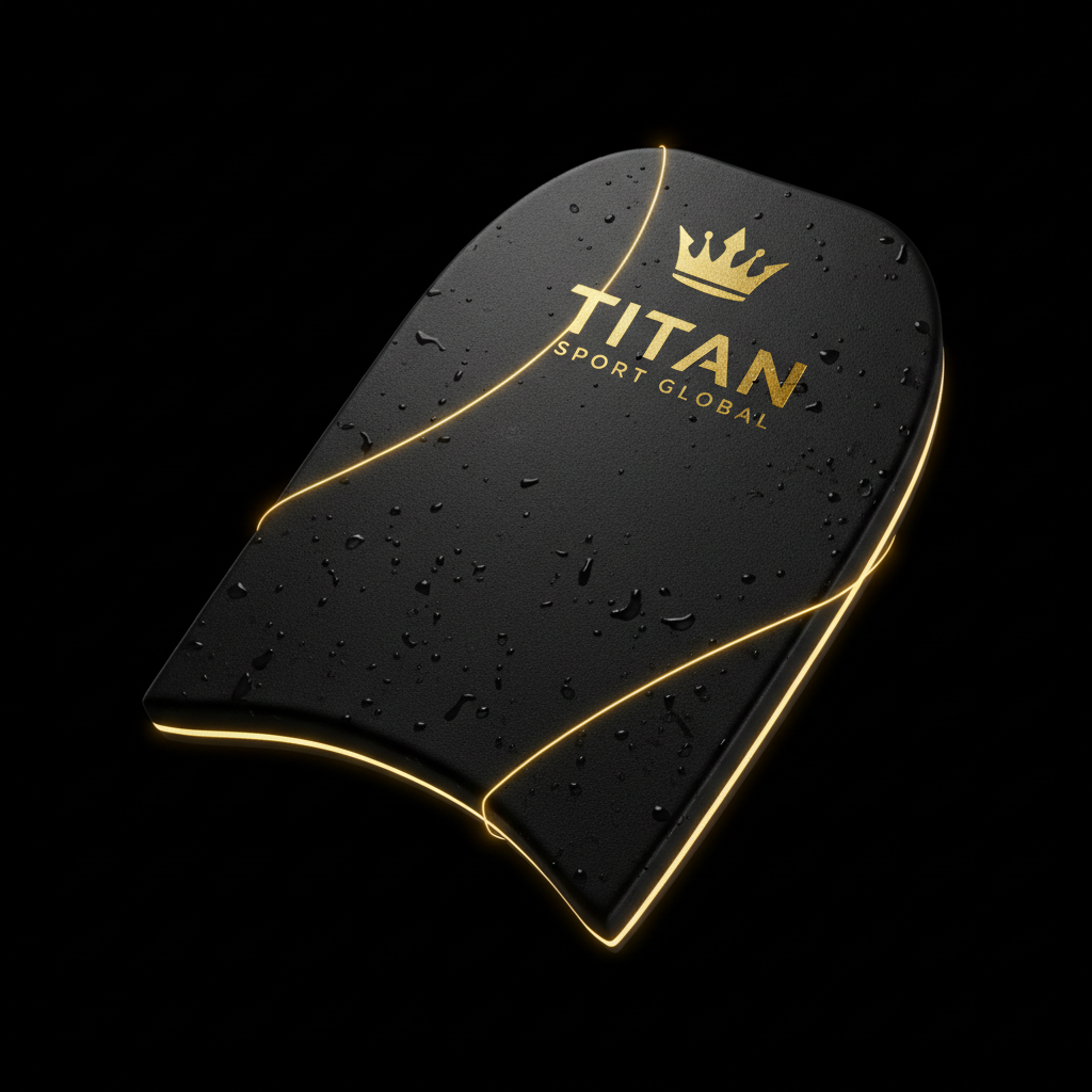 TITAN Swim Kickboard Crown Edition — matte black with gold crown logo