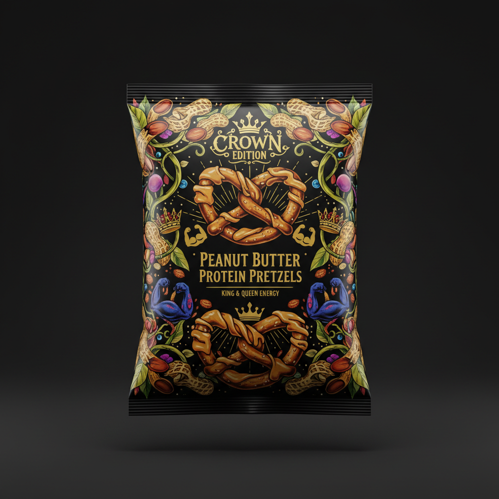 TITAN Protein Pretzel Peanut Butter — Crown Edition bold tattoo-style artwork