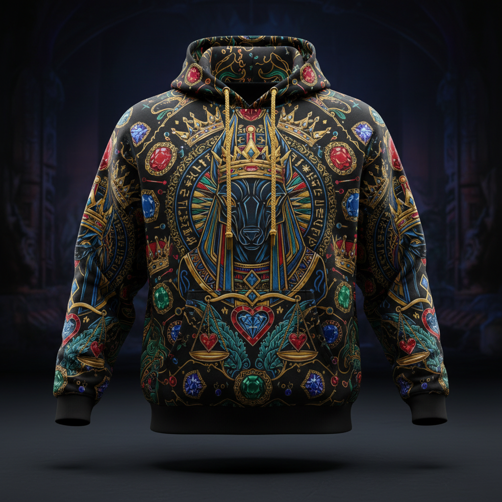 TITAN Plus Men's Anubis Guardian Hoodie — Spiritual Crown Edition sizes 1X–5X