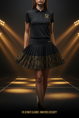 TITAN Women's Gold Lion Tennis Polo & Skirt Set — Exclusive Black & Gold Tennis Kit 🖤🎾 (XS–3XL)