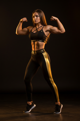 TITAN Women's Black Gold Power Matching Set — Sports Bra + High-Waist Leggings
