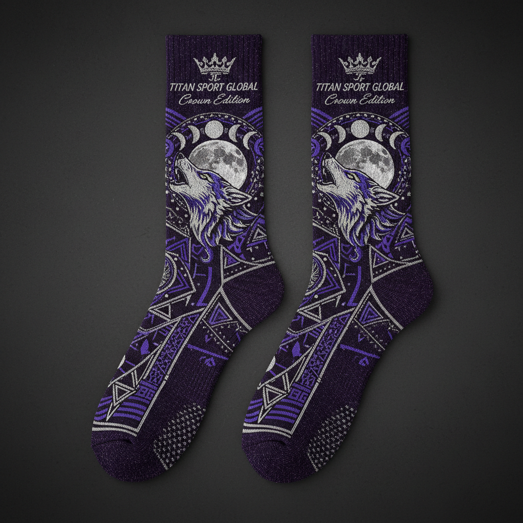 TITAN Crown Edition Moonwolf Crew Socks — Midnight Purple & Silver