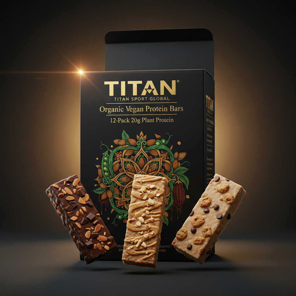 TITAN Organic Vegan Protein Bars 12-Pack 20g Plant Protein premium box