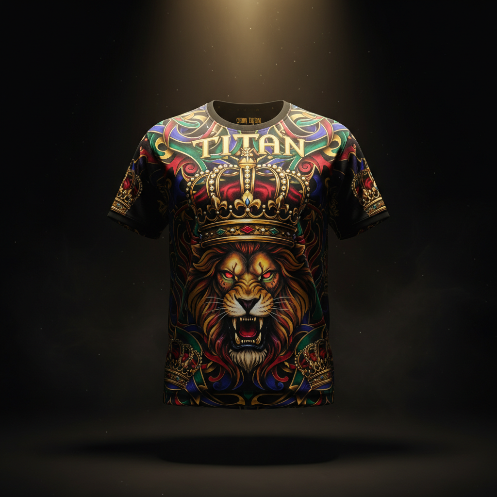 TITAN Men's Graphic Sport Tee - Crown Edition tattoo-style artwork