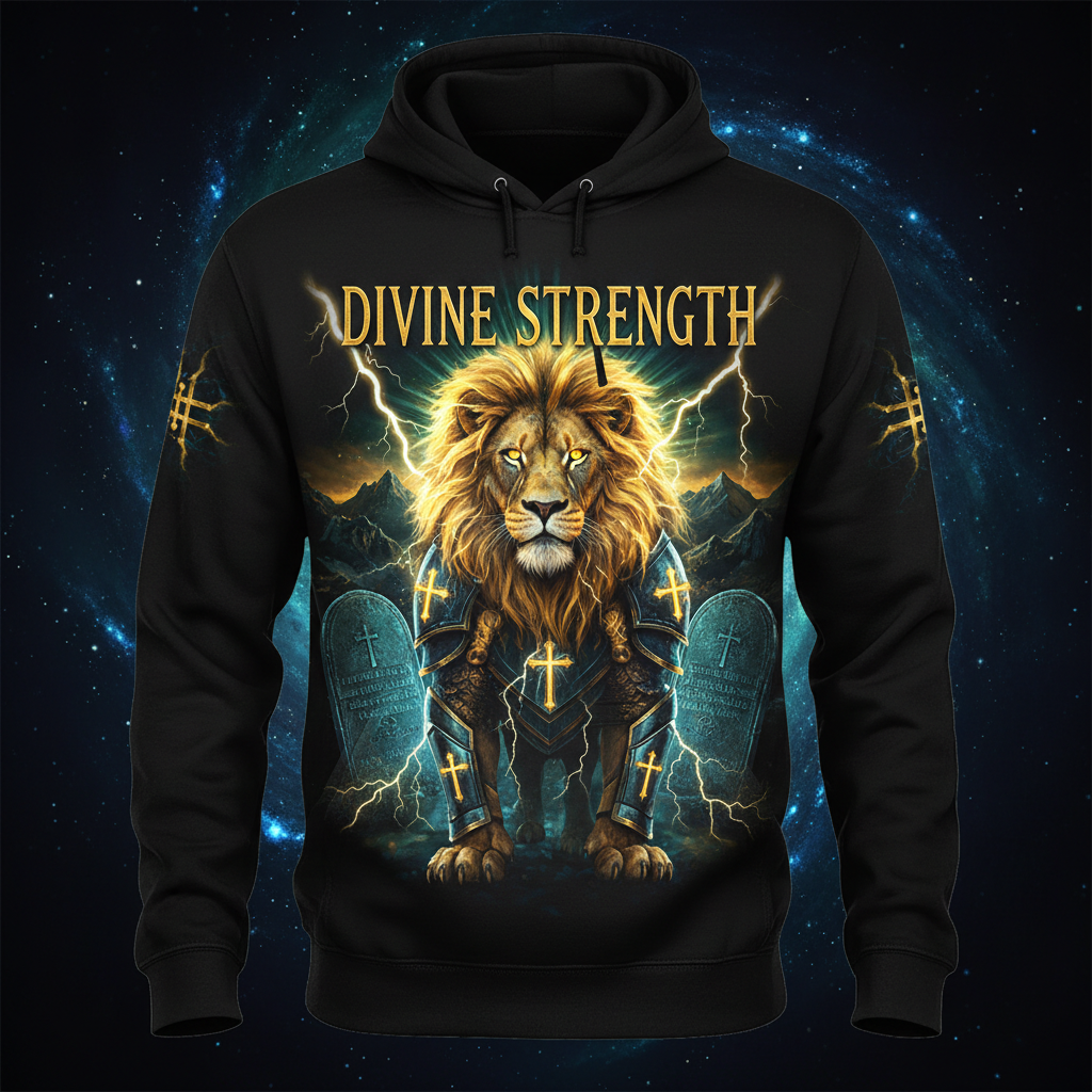 TITAN Men's Hoodie Divine Strength Crown Edition flat lay