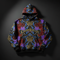 TITAN Crown Edition Tattoo Art Men's Lounge Hoodie - bold tiger lotus tattoo artwork on matte black heavyweight fleece