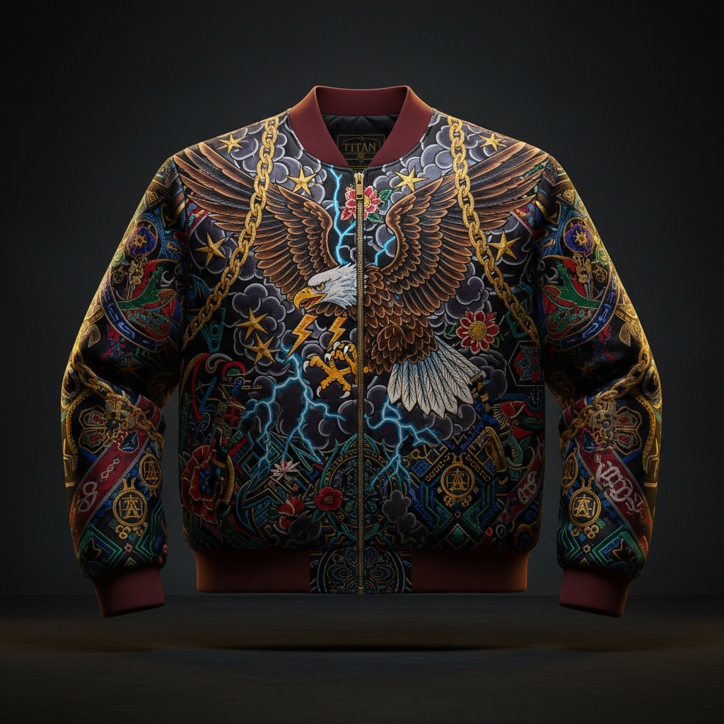 TITAN Men's Bomber Jacket - Street Legend Eagle Crown Edition Design