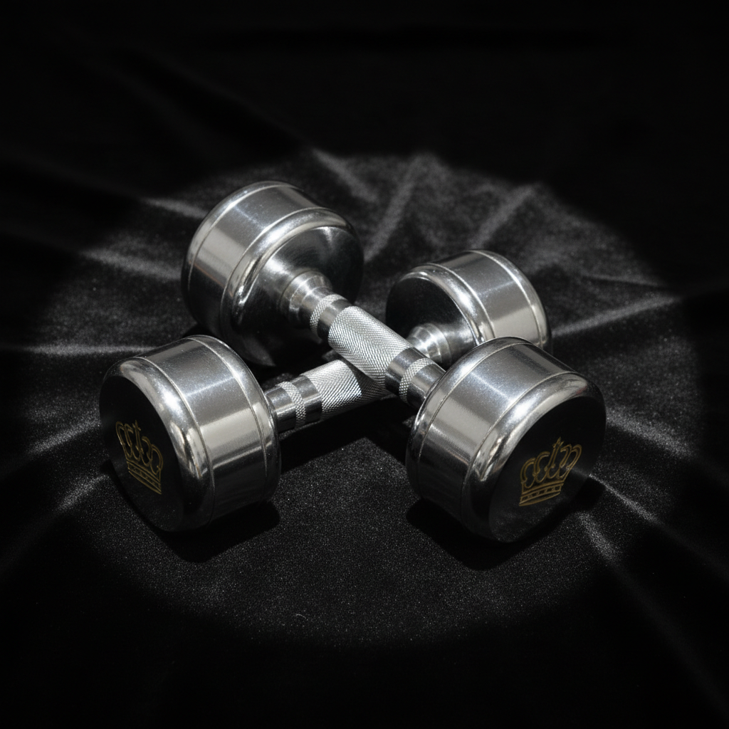 TITAN Chrome Dumbbell Set Diamond Crown Edition mirror polish gold