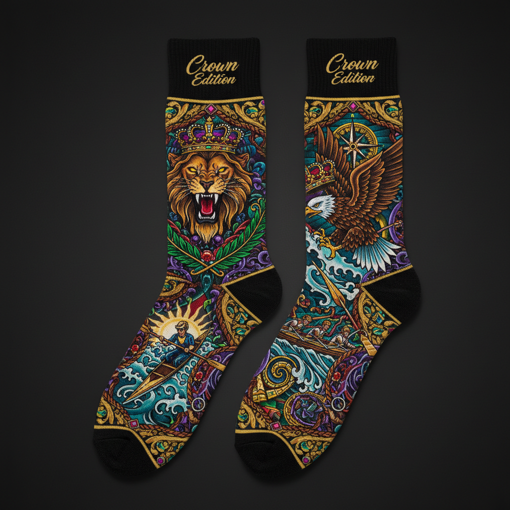 TITAN Crown Edition Tattoo Art Rowing & Crew Sport Socks