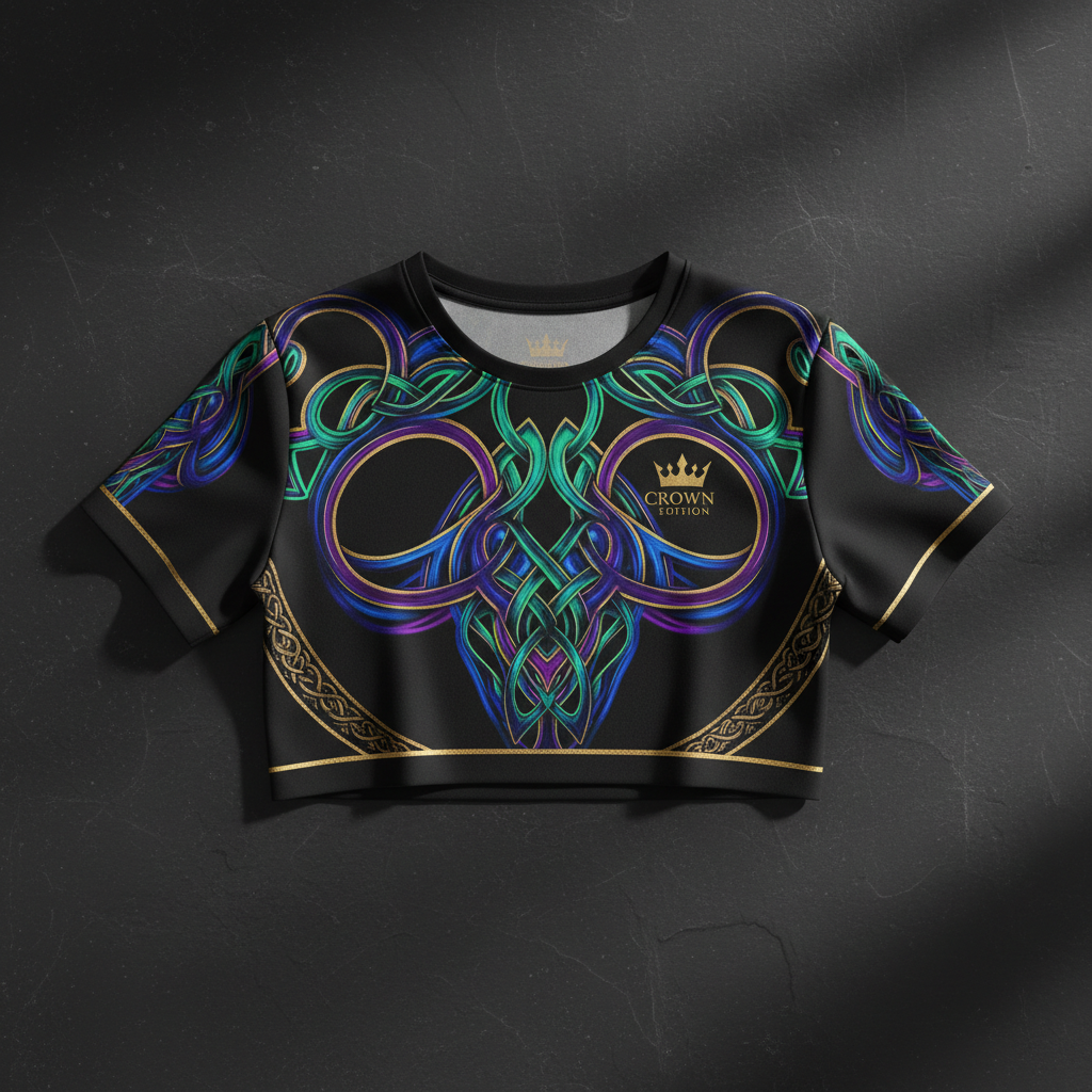 TITAN Women's Neon Celtic Knotwork Crop Tee — Brigid Edition