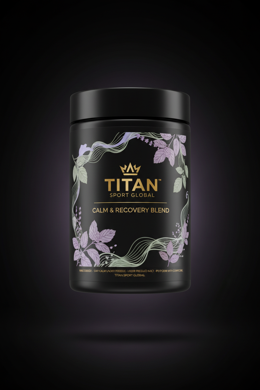 TITAN Calm & Recovery Blend — Lavender Sage Botanical Design Supplement Container
