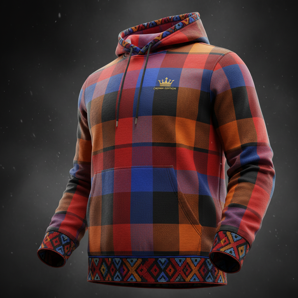 TITAN Maasai Shuka Pullover Hoodie — Savanna Crown Edition