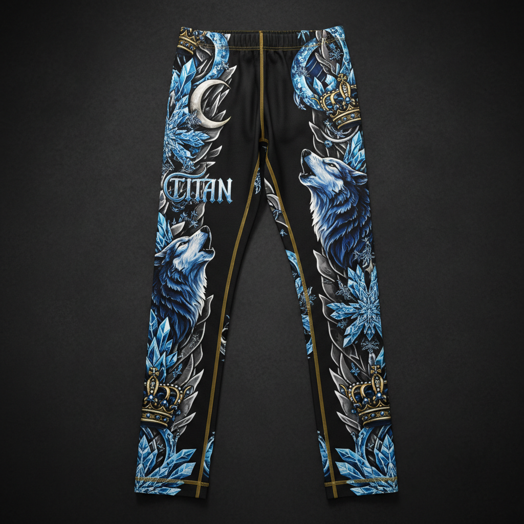 TITAN Men's Thermal Base Layer Pants - Crown Edition tattoo-style artwork