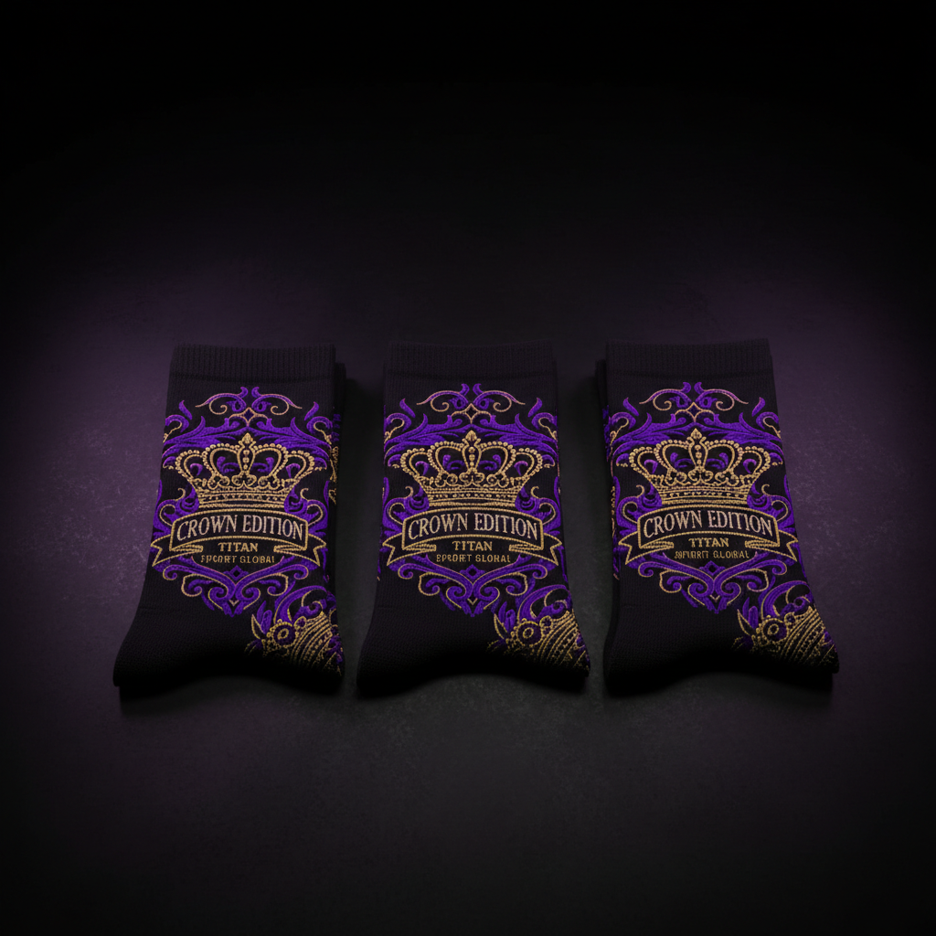 TITAN Crown Edition Athletic Sock Pack Electric Purple Gold 3-Pack