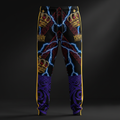 TITAN Crown Edition Tattoo Art Men's Lounge Track Pants - bold colorful tattoo artwork on matte black fabric with gold stripe