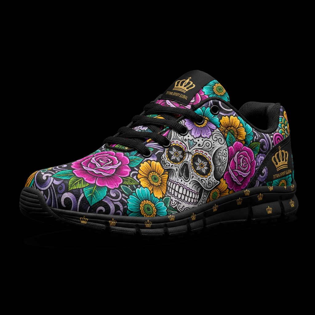 TITAN Crown Edition Color Sugar Skull Women's Training Shoe Color Tattoo Art