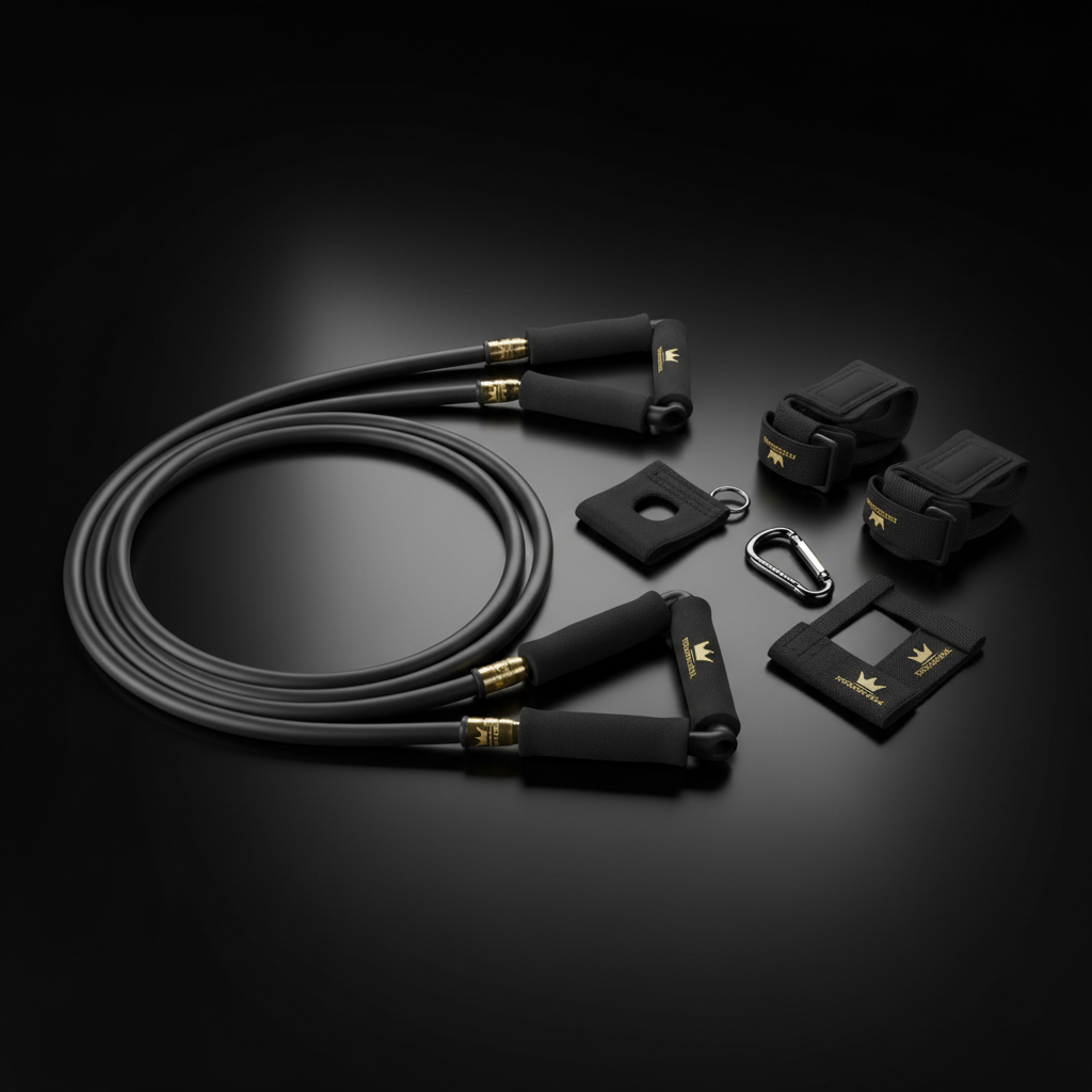 TITAN Crown Edition Tube Resistance Band Set with Handles matte black gold
