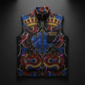 TITAN Crown Edition Tattoo Art Men's Lounge Fleece Vest - bold colorful tattoo artwork on matte black fleece