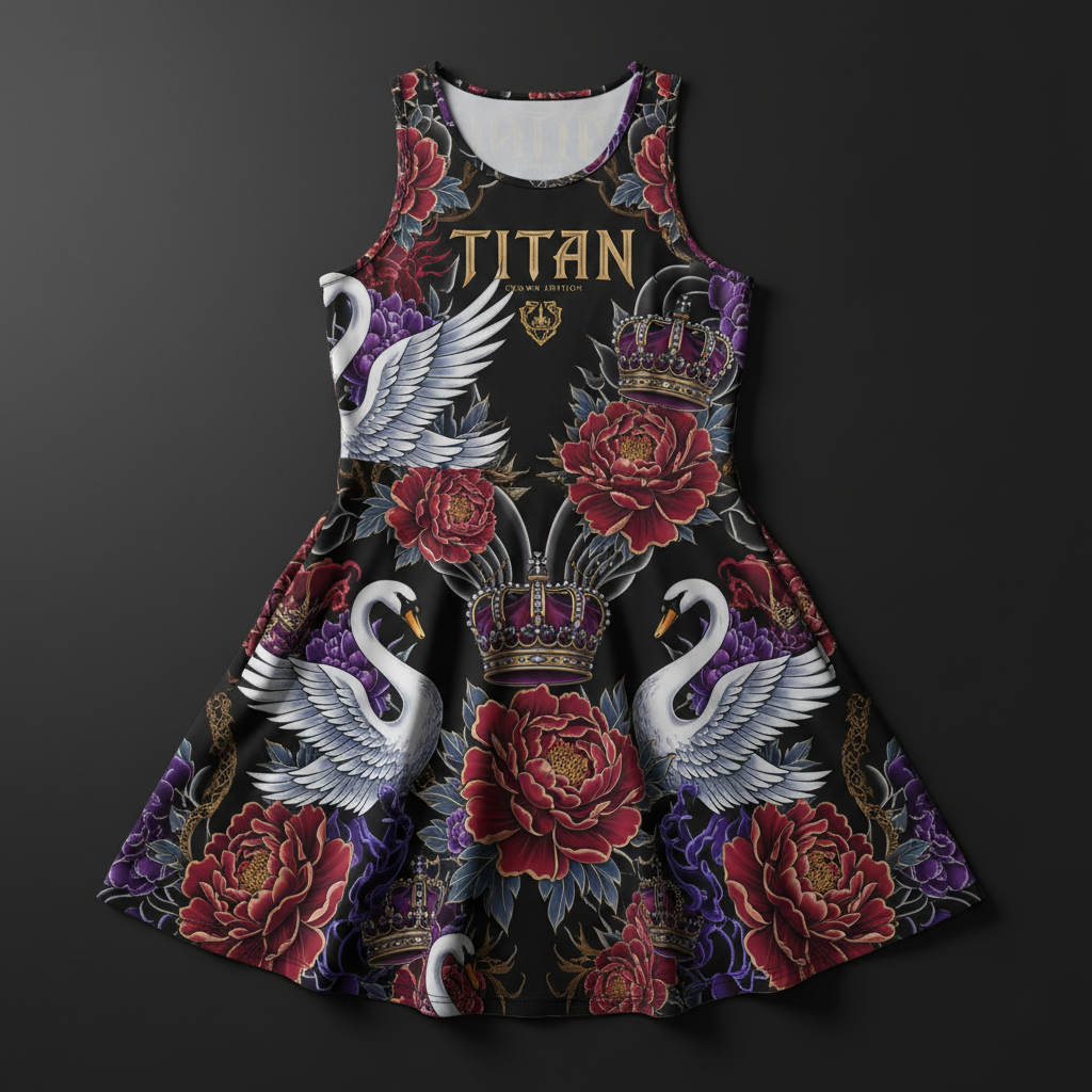 TITAN Women's Athletic Dress - Crown Edition tattoo-style artwork