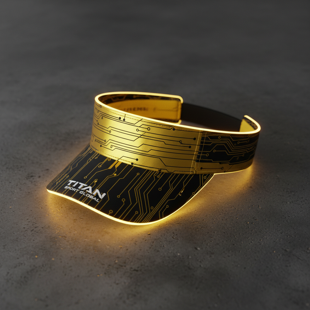 TITAN Cyber Gold Crown Athletic Visor flat lay