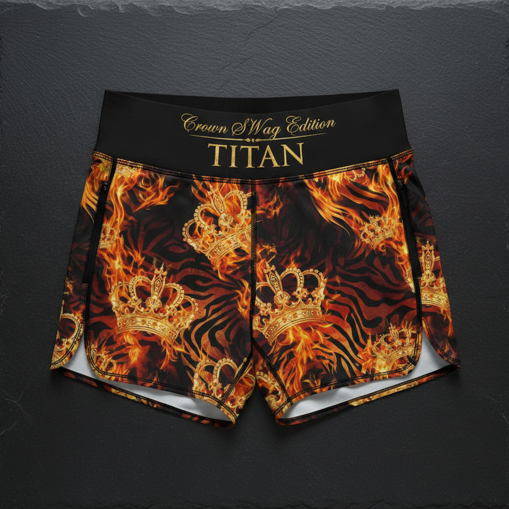 TITAN Women's Tiger Flame Crown Athletic Shorts — Apex Queen SWAG Edition