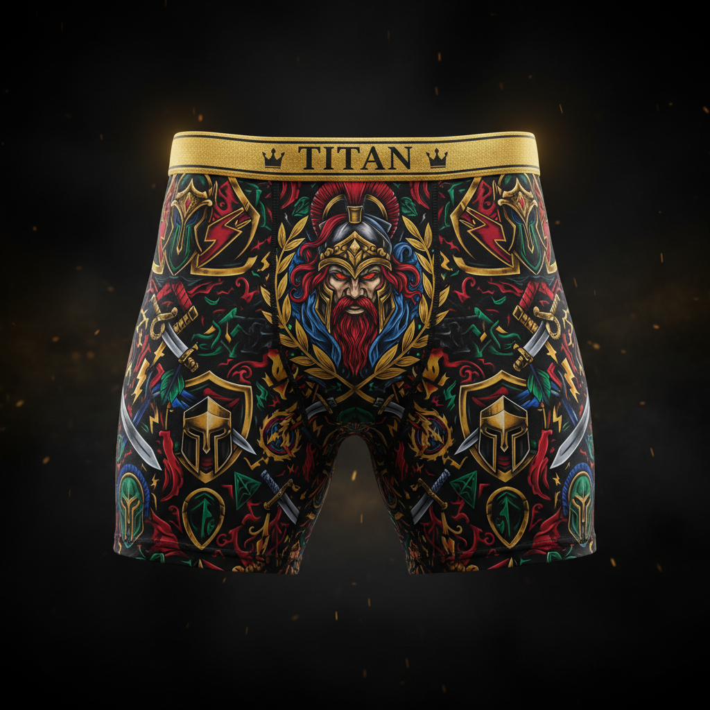 TITAN Plus Men's Ares War God Compression Shorts — Spiritual Crown Edition sizes 1X–5X