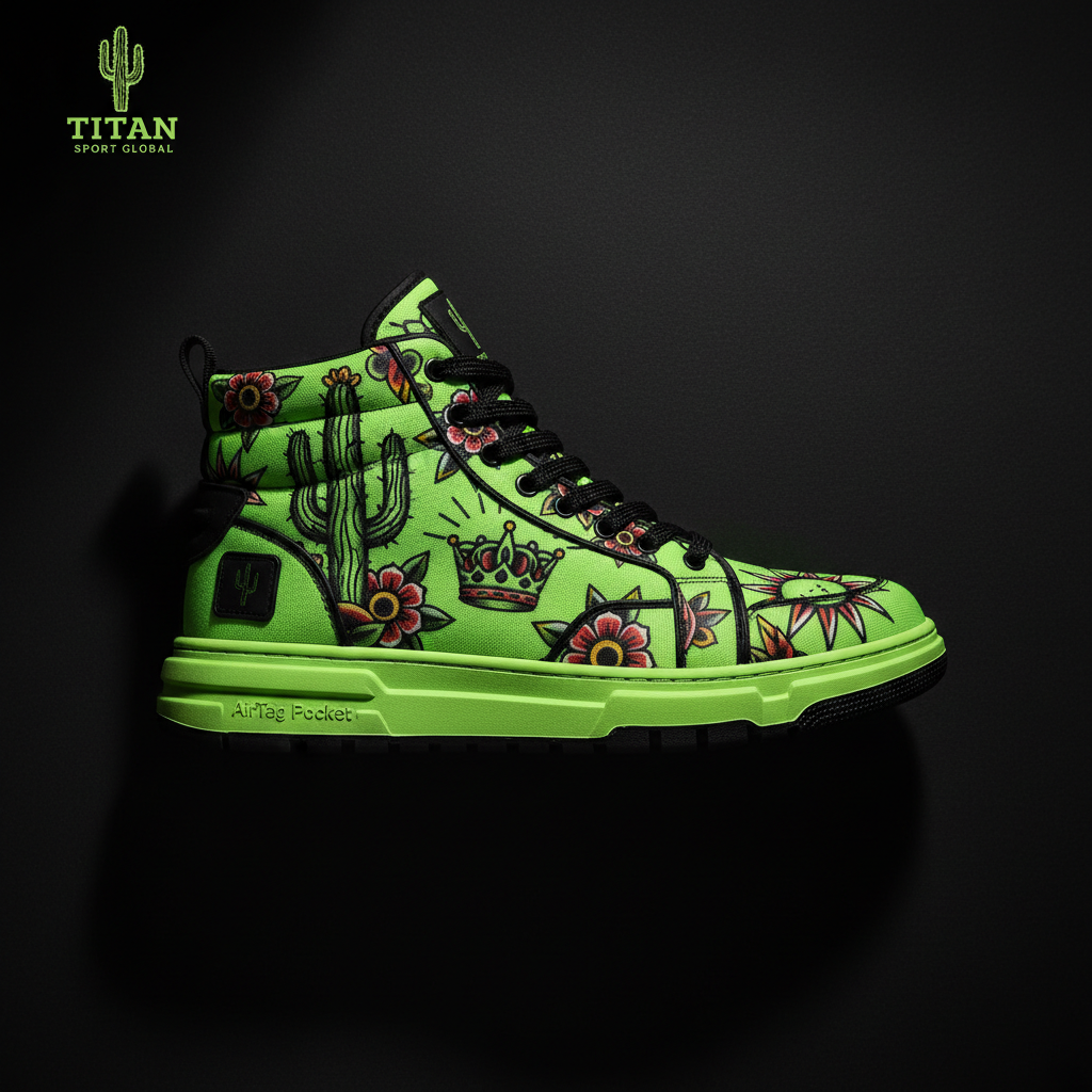 TITAN Luxury Sneaker — Cactus Tattoo Electric Lime Crown Edition