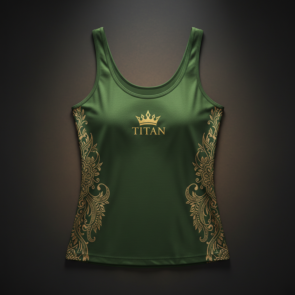 TITAN Women's Everyday Slimming Tank Top with Built-In Bra Olive Green Henna Crown Edition flat lay