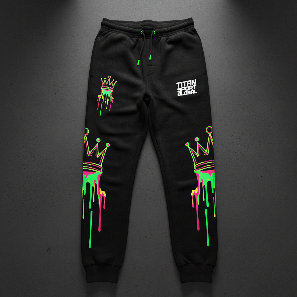 TITAN Men's Neon Drip Crown Joggers flat lay