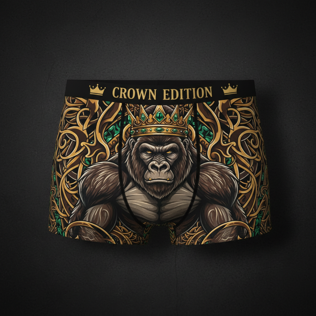 TITAN Crown Edition Men's Boxer Briefs — Gorilla King Tattoo Art