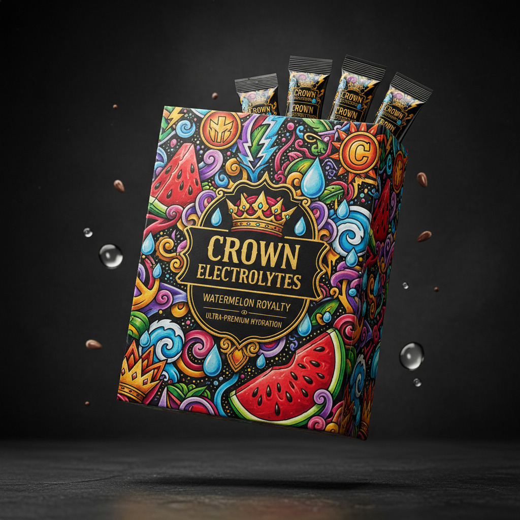 TITAN Electrolyte Hydration Packets Watermelon — Crown Edition bold tattoo-style artwork