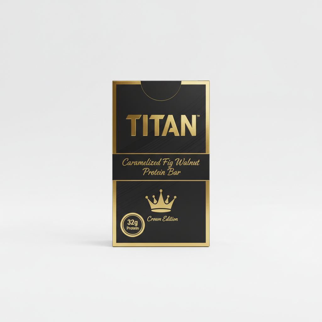 TITAN Caramelized Fig Walnut Protein Bar Crown Edition packaging