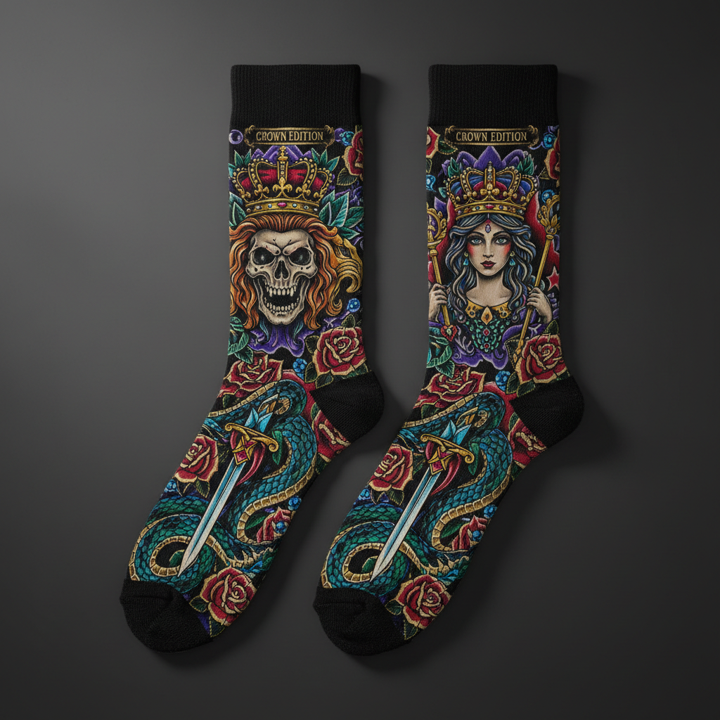 TITAN Crown Edition Tattoo Art Athletic Crew Socks