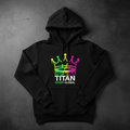 TITAN Women's Neon Drip Crown Pullover Hoodie flat lay