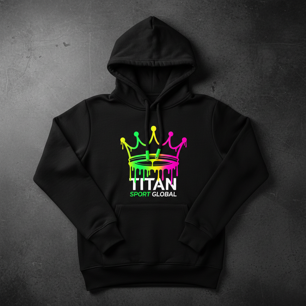 TITAN Women's Neon Drip Crown Pullover Hoodie flat lay